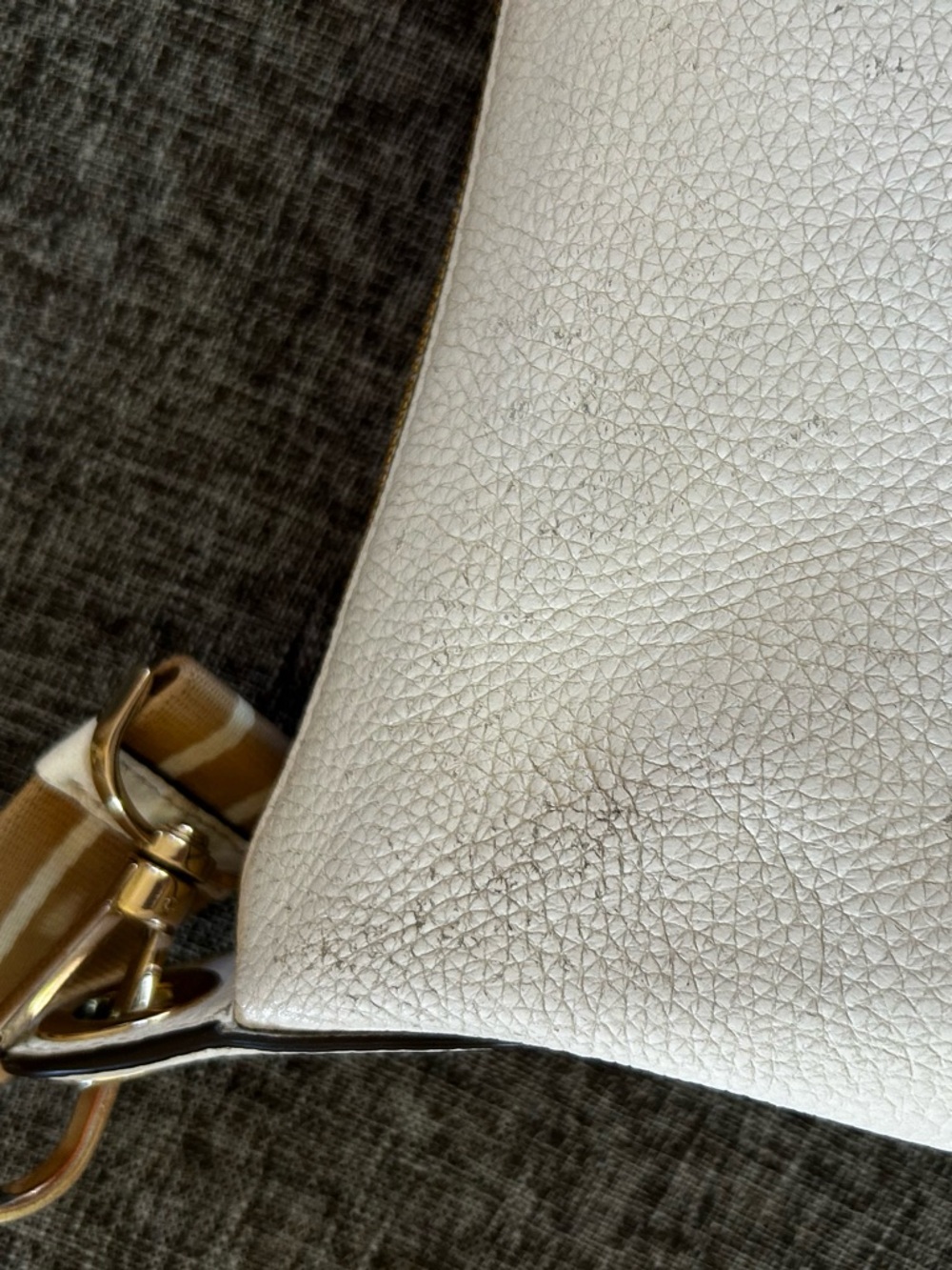 kate spade Soft White Pebbled Leather Cross-body Bag with Gold Logo - Picture 9 of 9